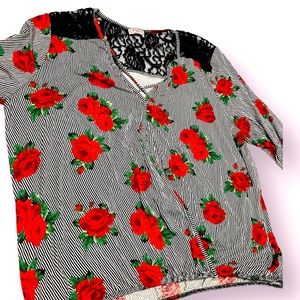 Rose Lace Striped Shirt